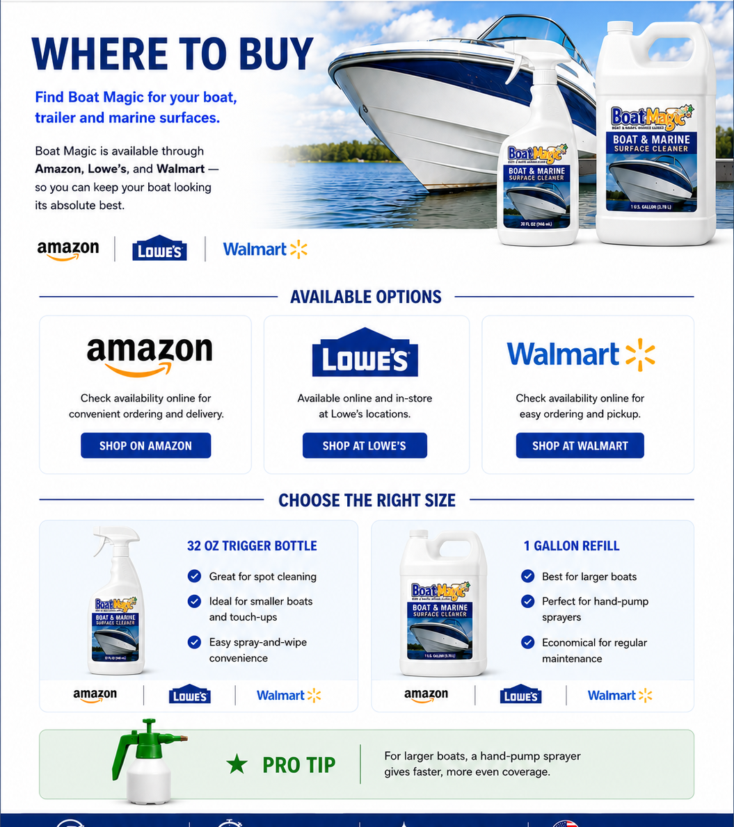 Where To Buy page for Boat Magic